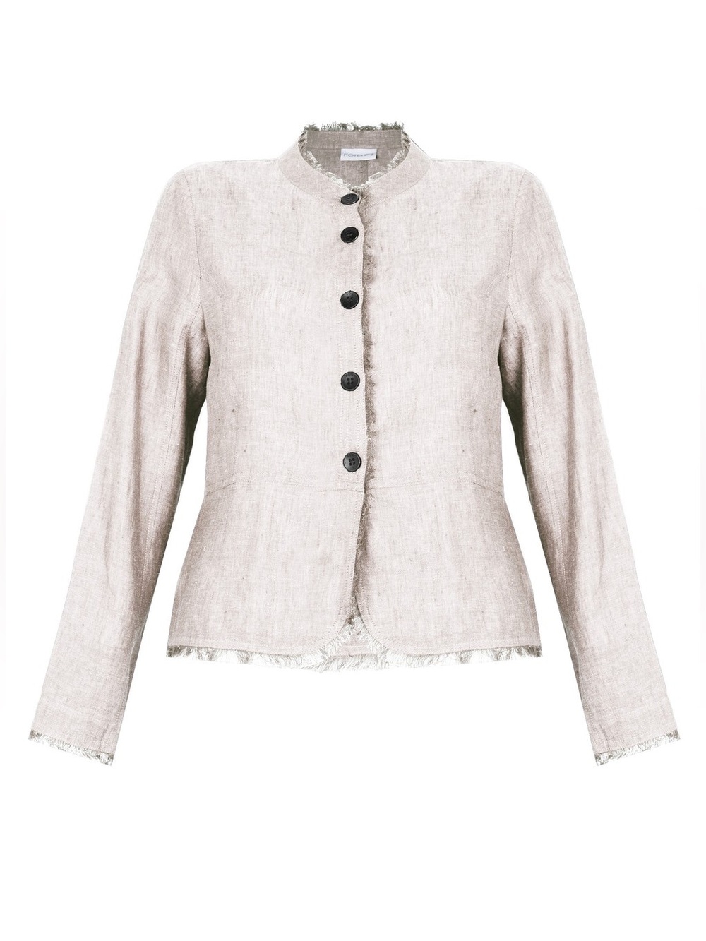 FOIL DON'T BE A-FRAYED STRING LINEN JACKET Beige Tan US 14 UK 18
